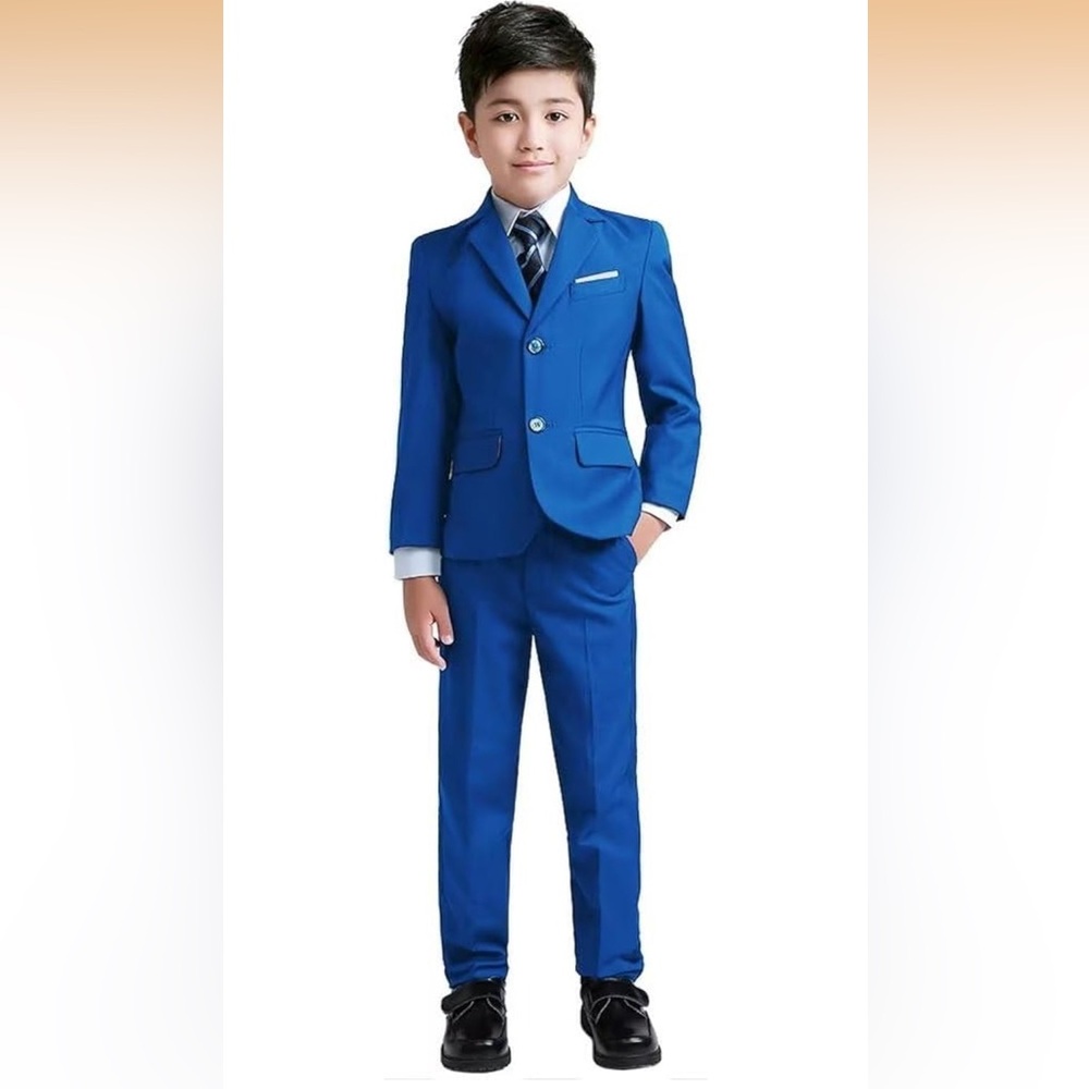 Vibrant Blue 3 piece Boys Suit by Yuan Lu - Size 6